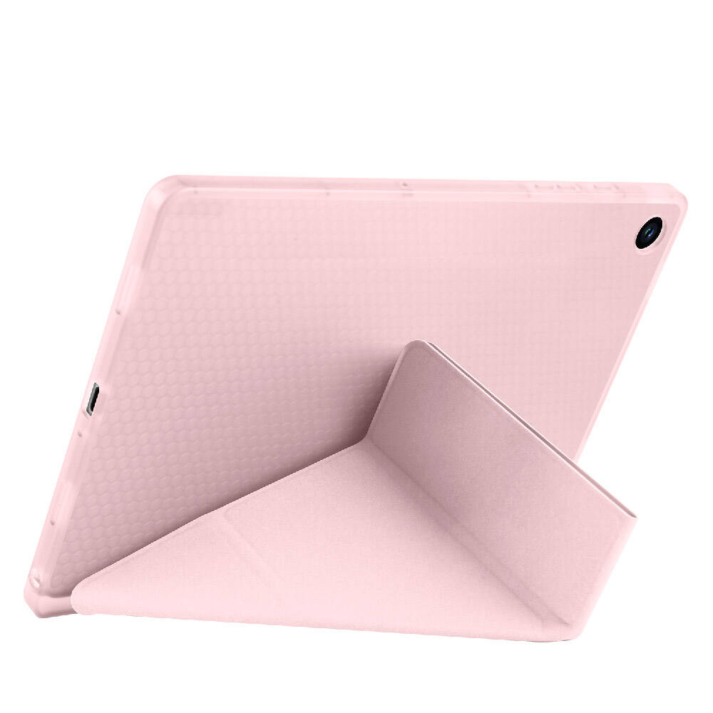 Galaxy Tab A9 Plus Kılıf Zore Tri Folding Kalem Bölmeli Standlı Kılıf Rose Gold