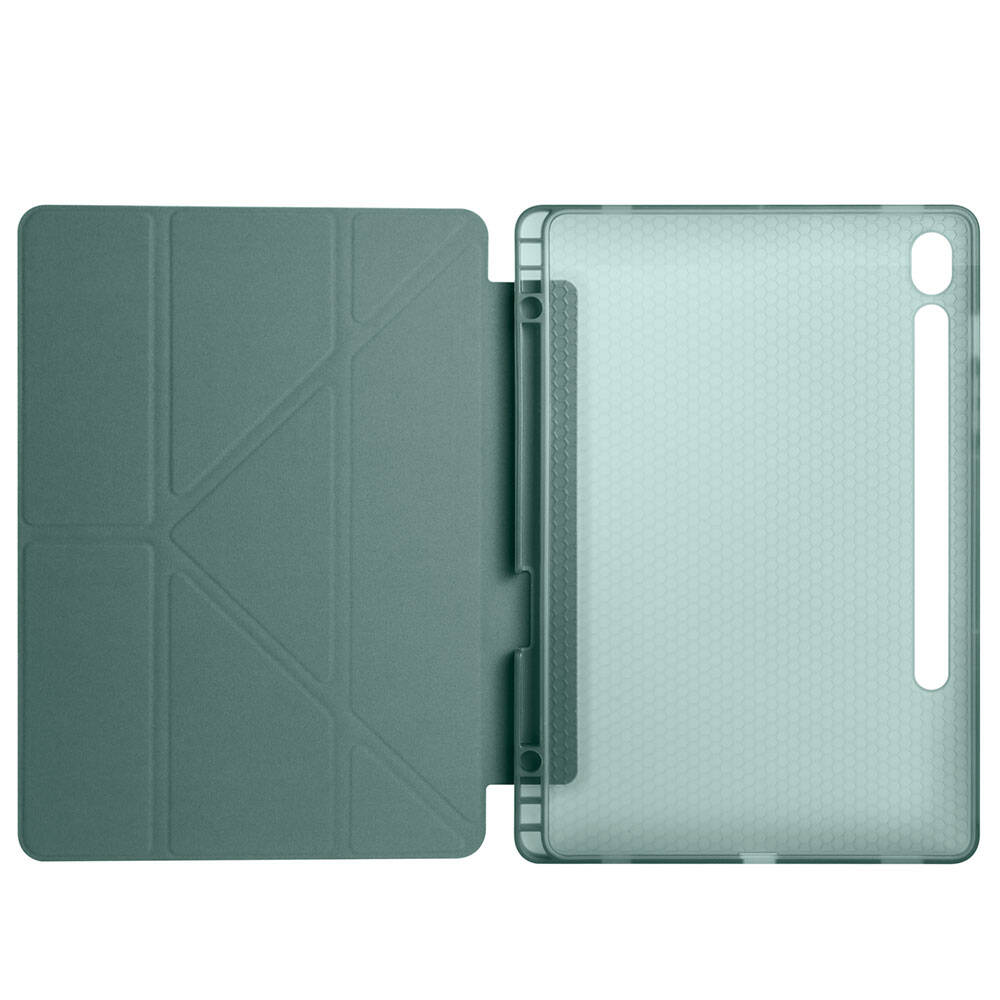 Galaxy Tab S10 FE Kılıf Zore Tri Folding Kalem Bölmeli Standlı Kılıf Siyah