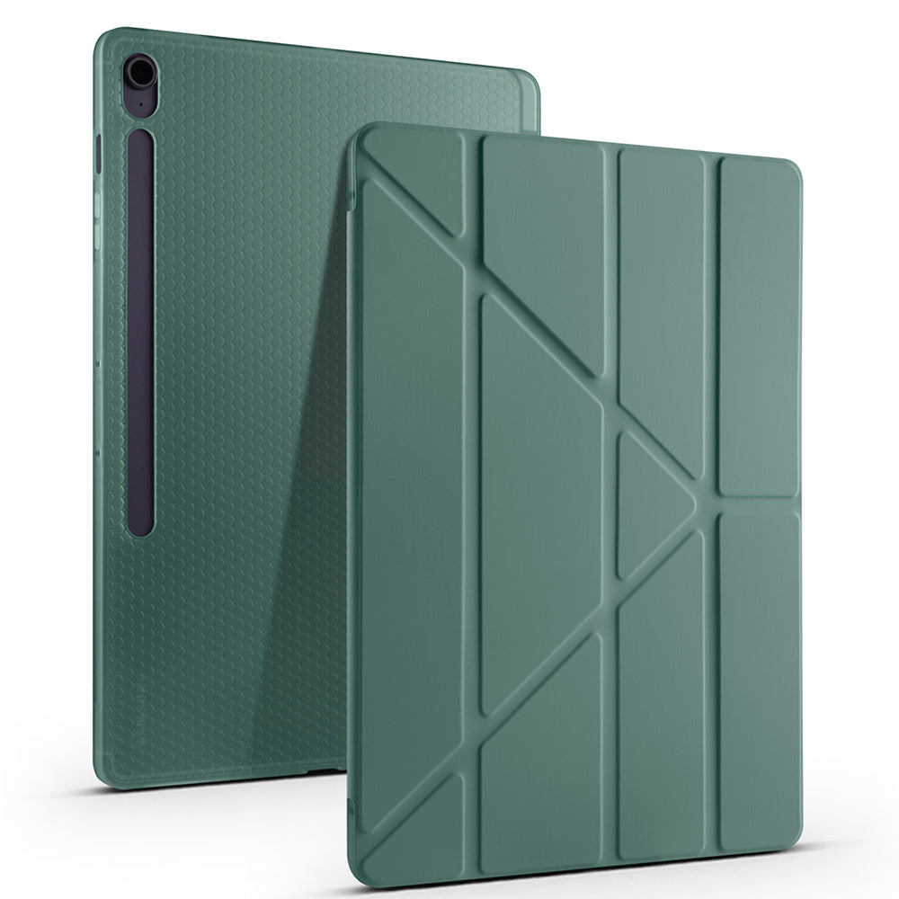 Galaxy Tab S10 FE Plus Kılıf Zore Tri Folding Kalem Bölmeli Standlı Kılıf Gri