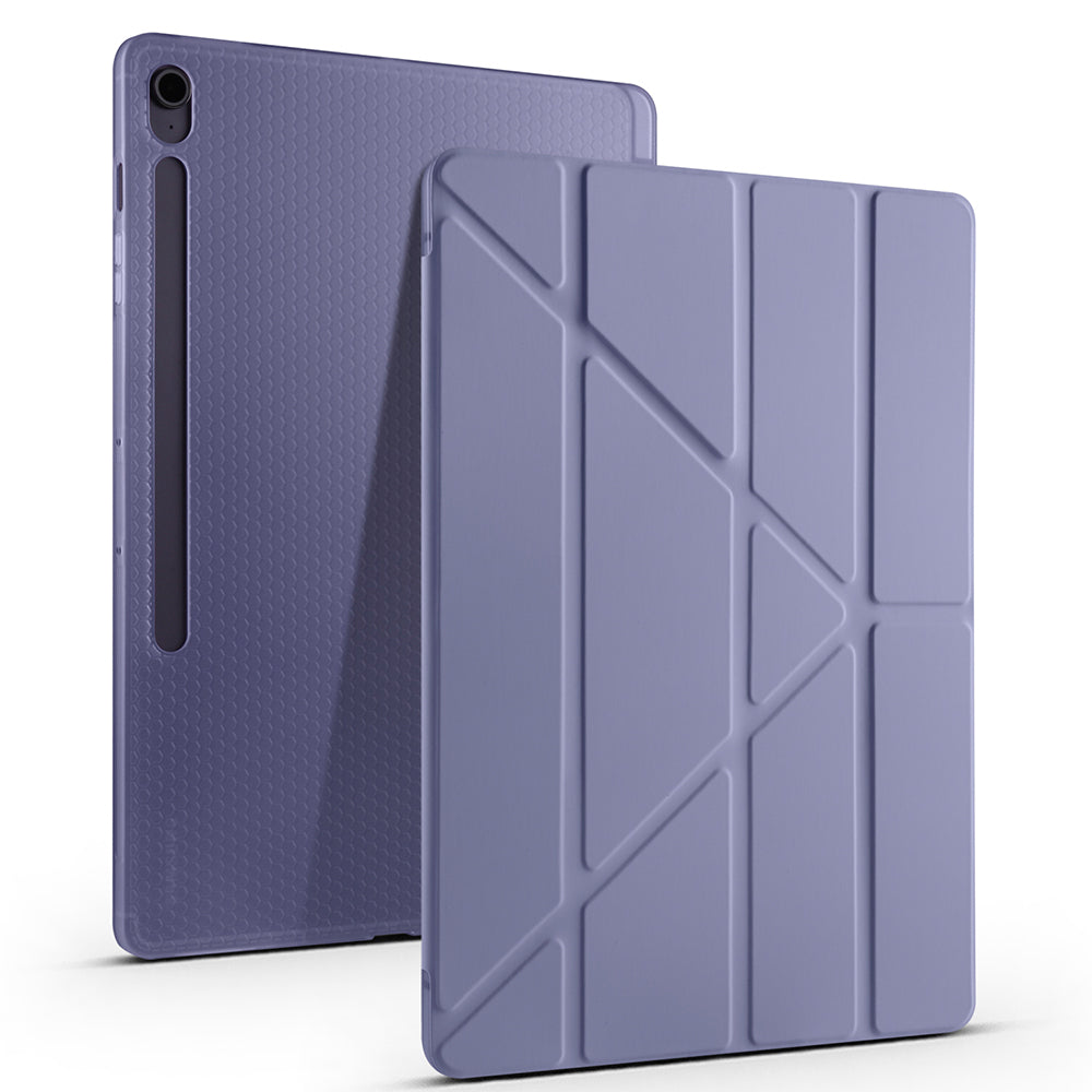 Galaxy Tab S10 FE Plus Kılıf Zore Tri Folding Kalem Bölmeli Standlı Kılıf Mor