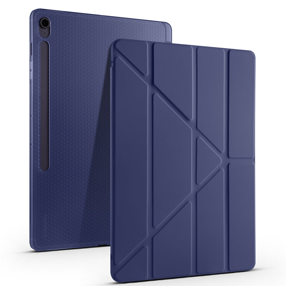 Galaxy Tab S10 FE Plus Kılıf Zore Tri Folding Kalem Bölmeli Standlı Kılıf Mavi