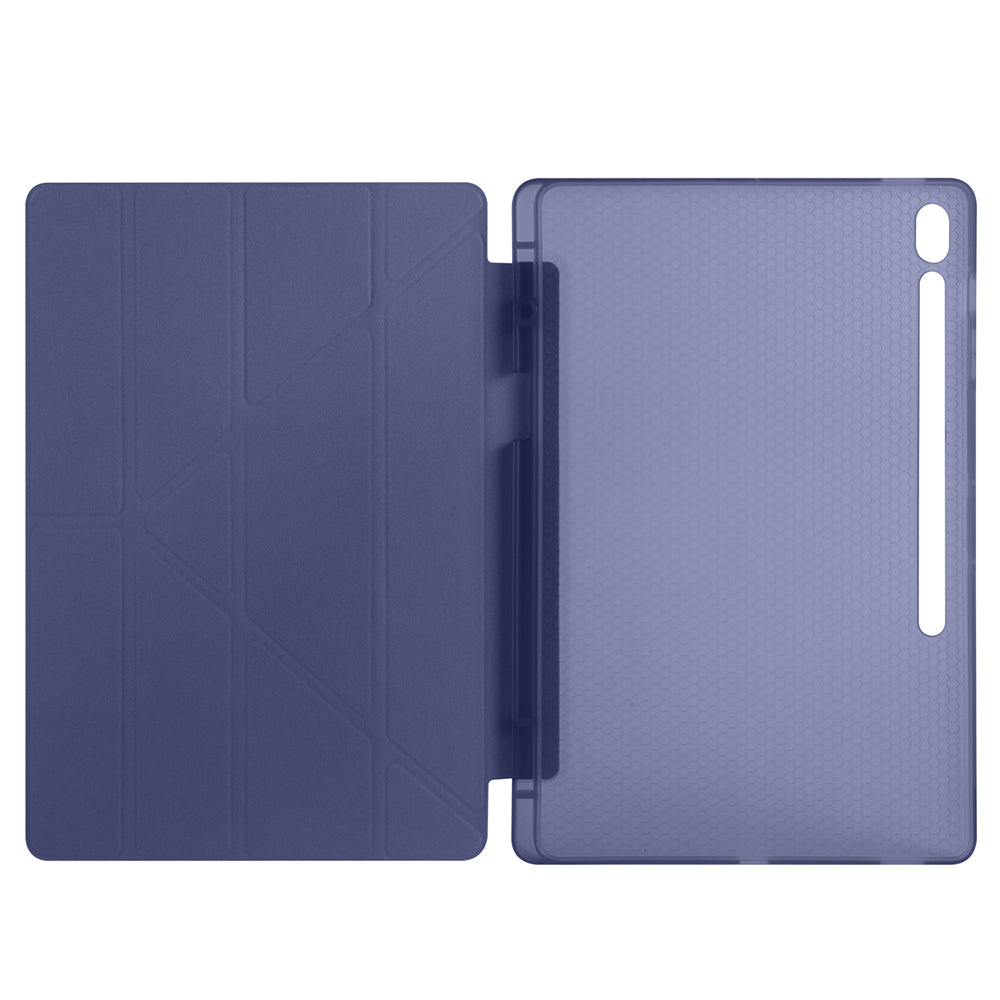 Galaxy Tab S10 FE Plus Kılıf Zore Tri Folding Kalem Bölmeli Standlı Kılıf Mavi