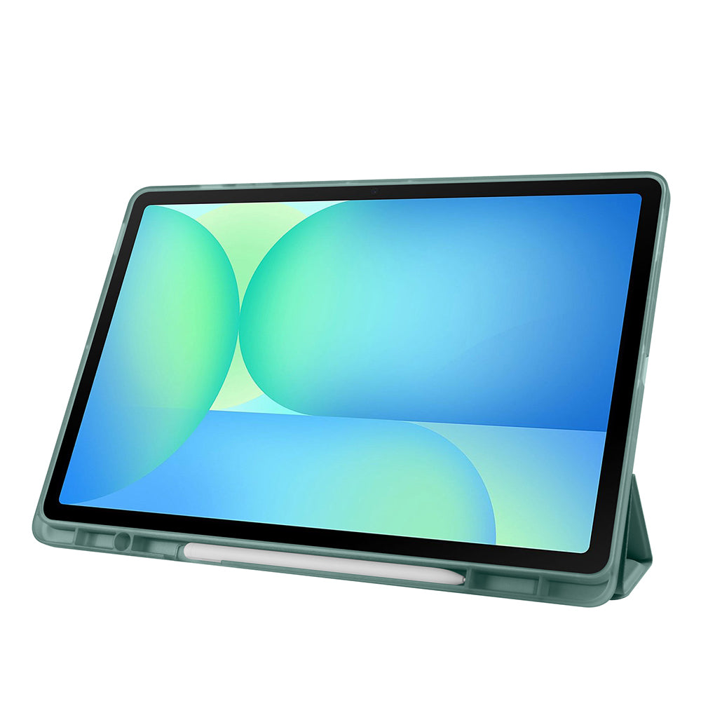 Galaxy Tab S10 FE Plus Kılıf Zore Tri Folding Kalem Bölmeli Standlı Kılıf Lila