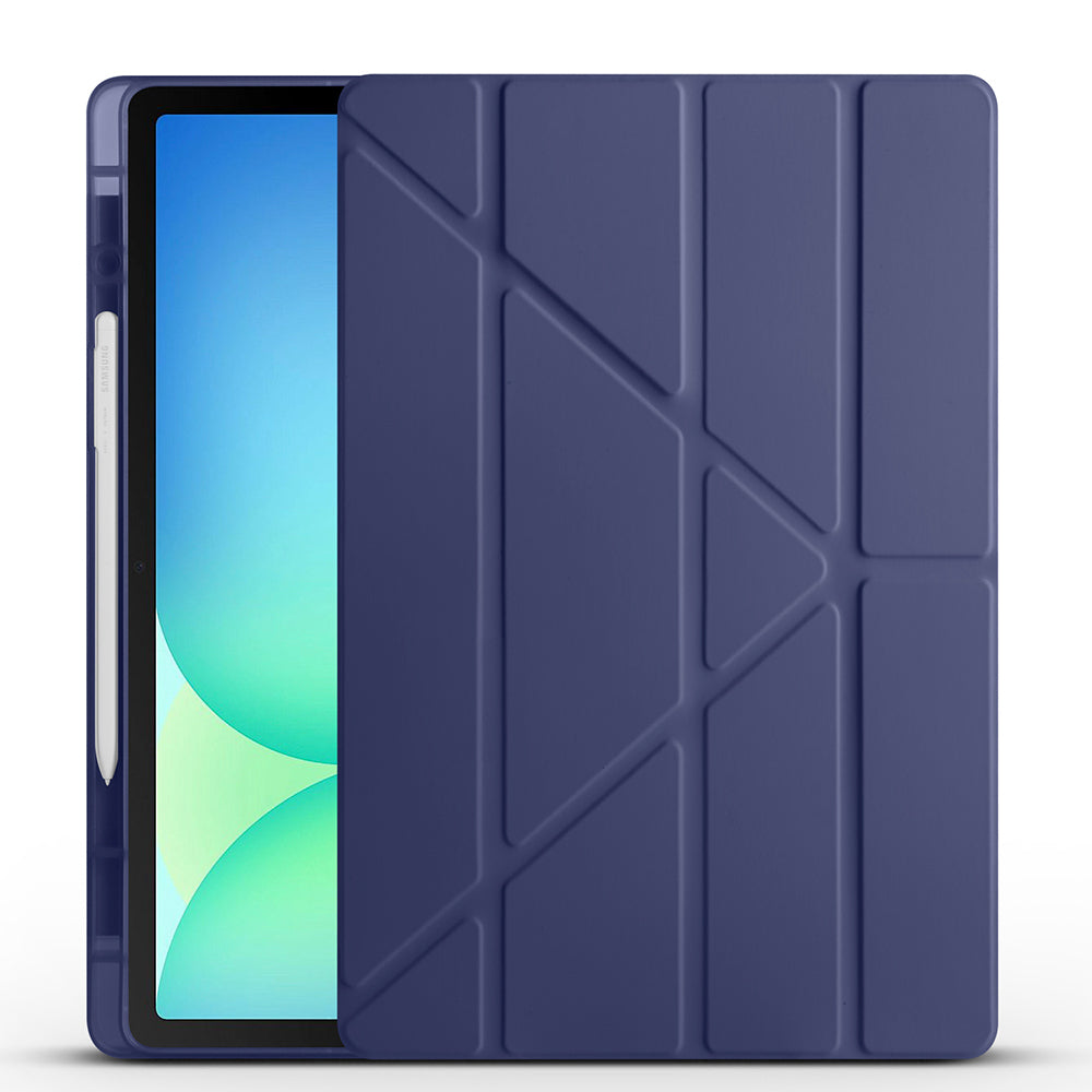 Galaxy Tab S10 FE Plus Kılıf Zore Tri Folding Kalem Bölmeli Standlı Kılıf Lacivert