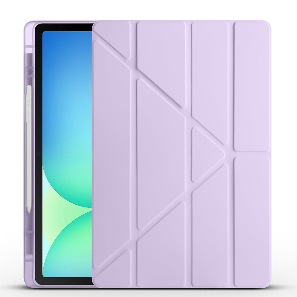 Galaxy Tab S10 FE Plus Kılıf Zore Tri Folding Kalem Bölmeli Standlı Kılıf Lila