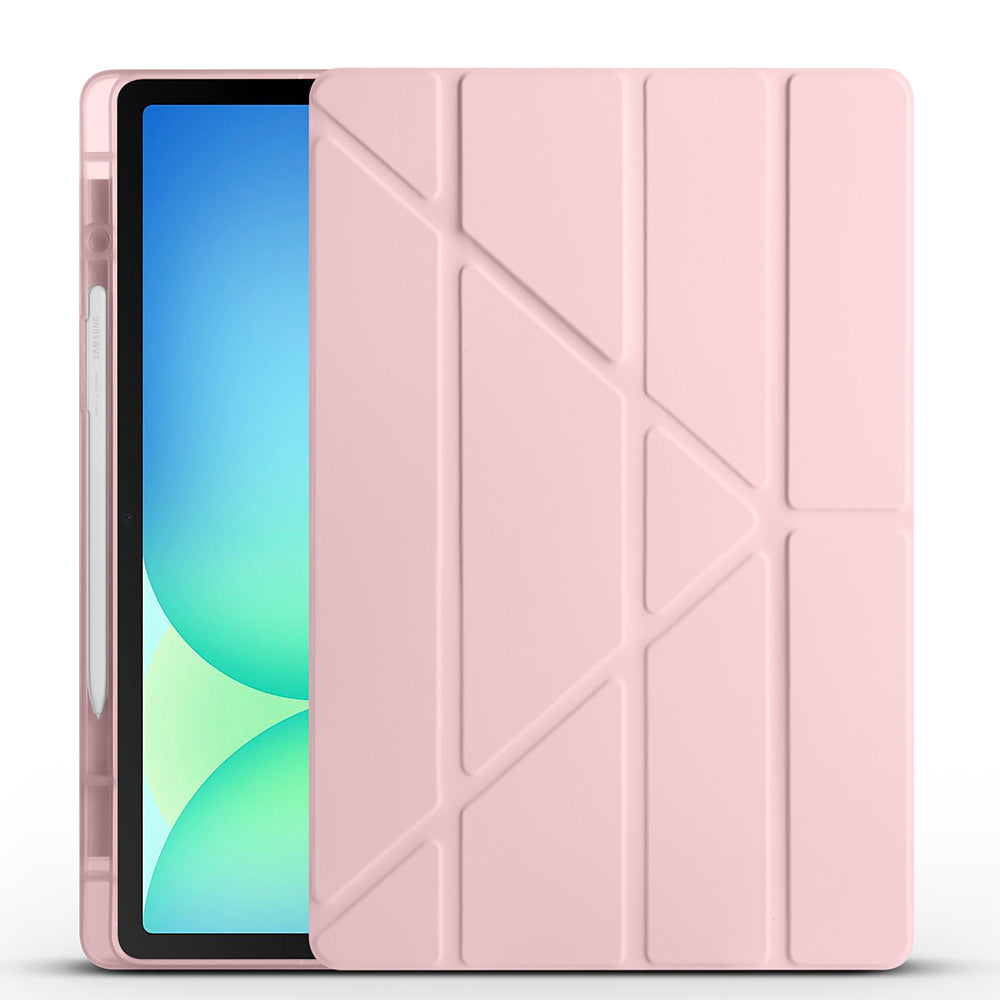 Galaxy Tab S10 FE Plus Kılıf Zore Tri Folding Kalem Bölmeli Standlı Kılıf Rose Gold