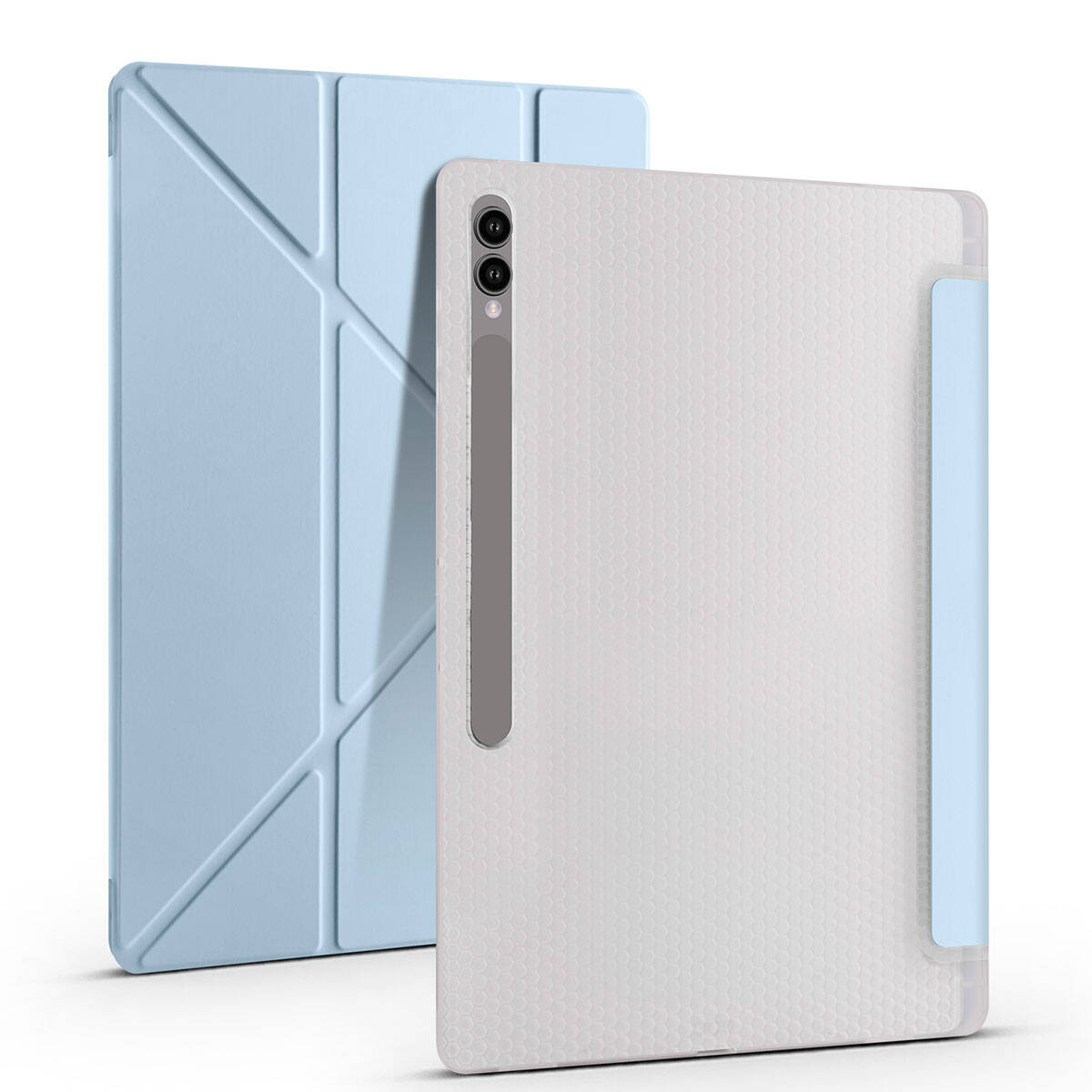 Galaxy Tab S10 Ultra Kılıf Zore Tri Folding Kalem Bölmeli Standlı Kılıf Lacivert