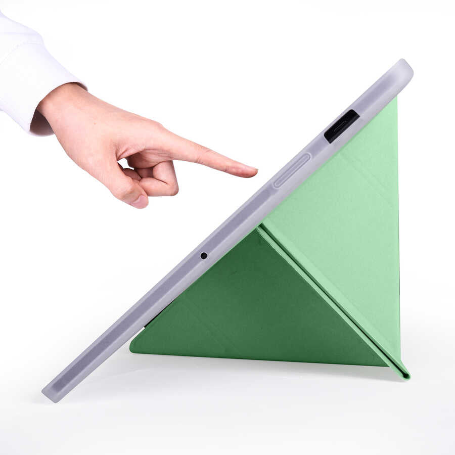 Galaxy Tab S7 T870 Kılıf Zore Tri Folding Kalem Bölmeli Standlı Kılıf Koyu Yeşil