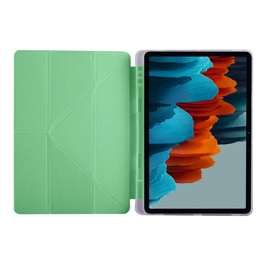 Galaxy Tab S7 T870 Kılıf Zore Tri Folding Kalem Bölmeli Standlı Kılıf Siyah