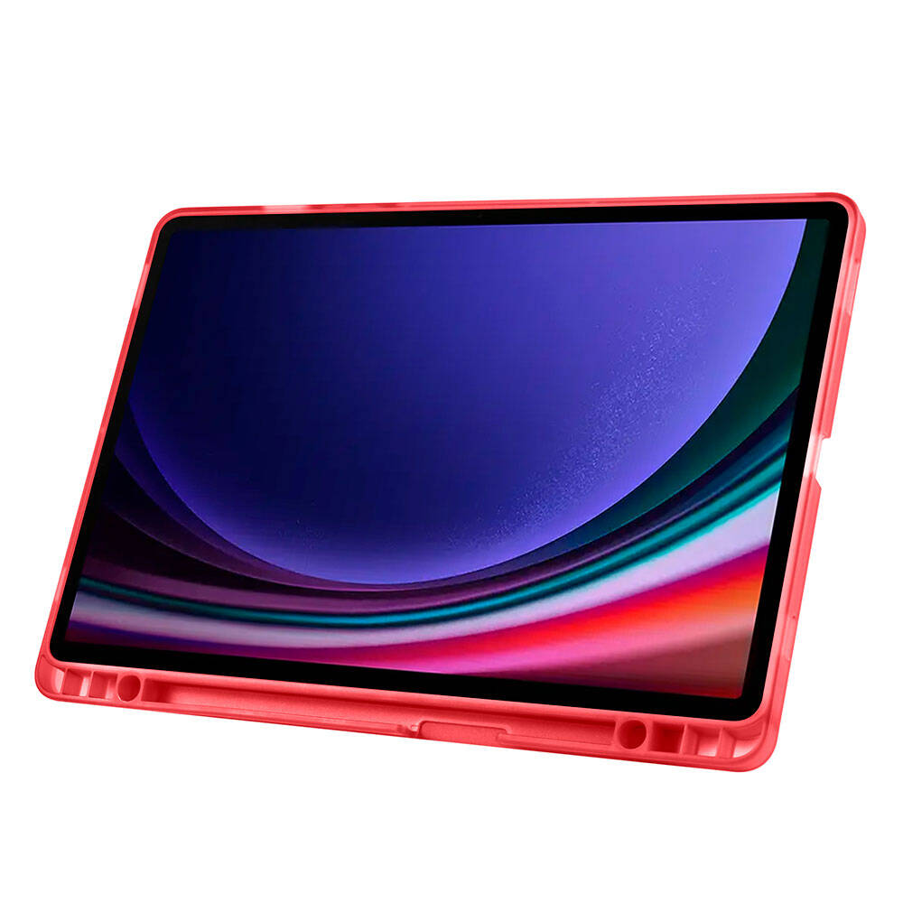 Galaxy Tab S9 FE Kılıf Zore Tri Folding Kalem Bölmeli Standlı Kılıf Mavi