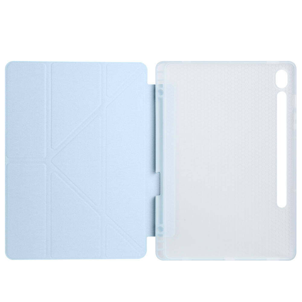 Galaxy Tab S9 FE Kılıf Zore Tri Folding Kalem Bölmeli Standlı Kılıf Açık Yeşil