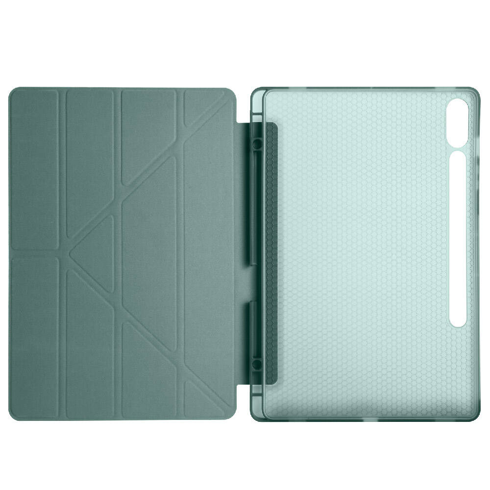 Galaxy Tab S9 FE Plus Kılıf Zore Tri Folding Kalem Bölmeli Standlı Kılıf Mavi