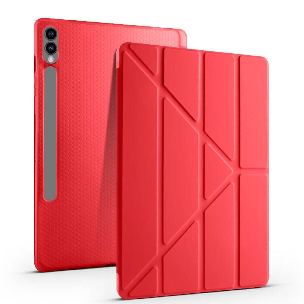 Galaxy Tab S9 FE Plus Kılıf Zore Tri Folding Kalem Bölmeli Standlı Kılıf Lila