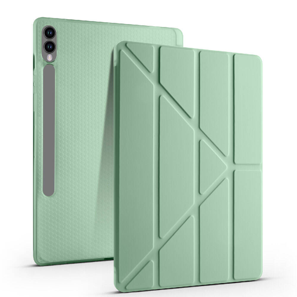 Galaxy Tab S9 FE Plus Kılıf Zore Tri Folding Kalem Bölmeli Standlı Kılıf Lila