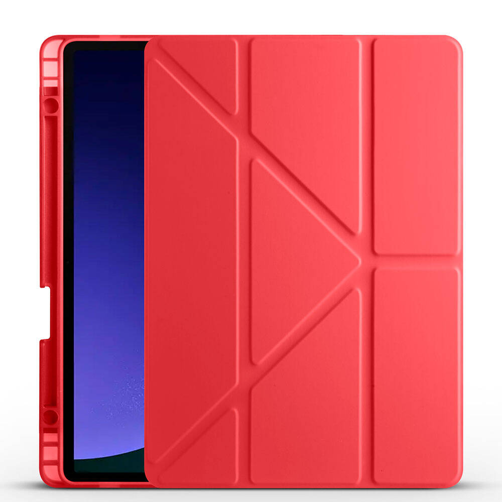 Galaxy Tab S9 Kılıf Zore Tri Folding Kalem Bölmeli Standlı Kılıf Mor