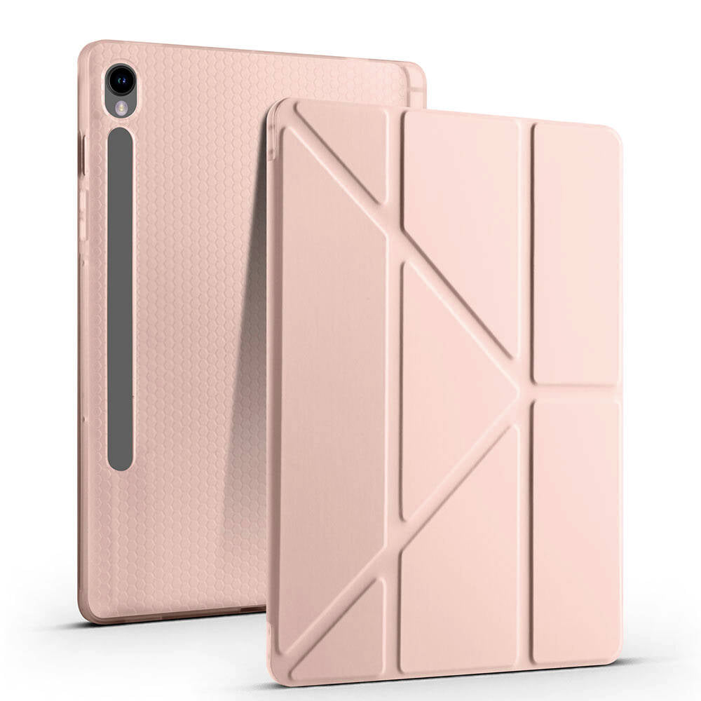 Galaxy Tab S9 Kılıf Zore Tri Folding Kalem Bölmeli Standlı Kılıf Mavi