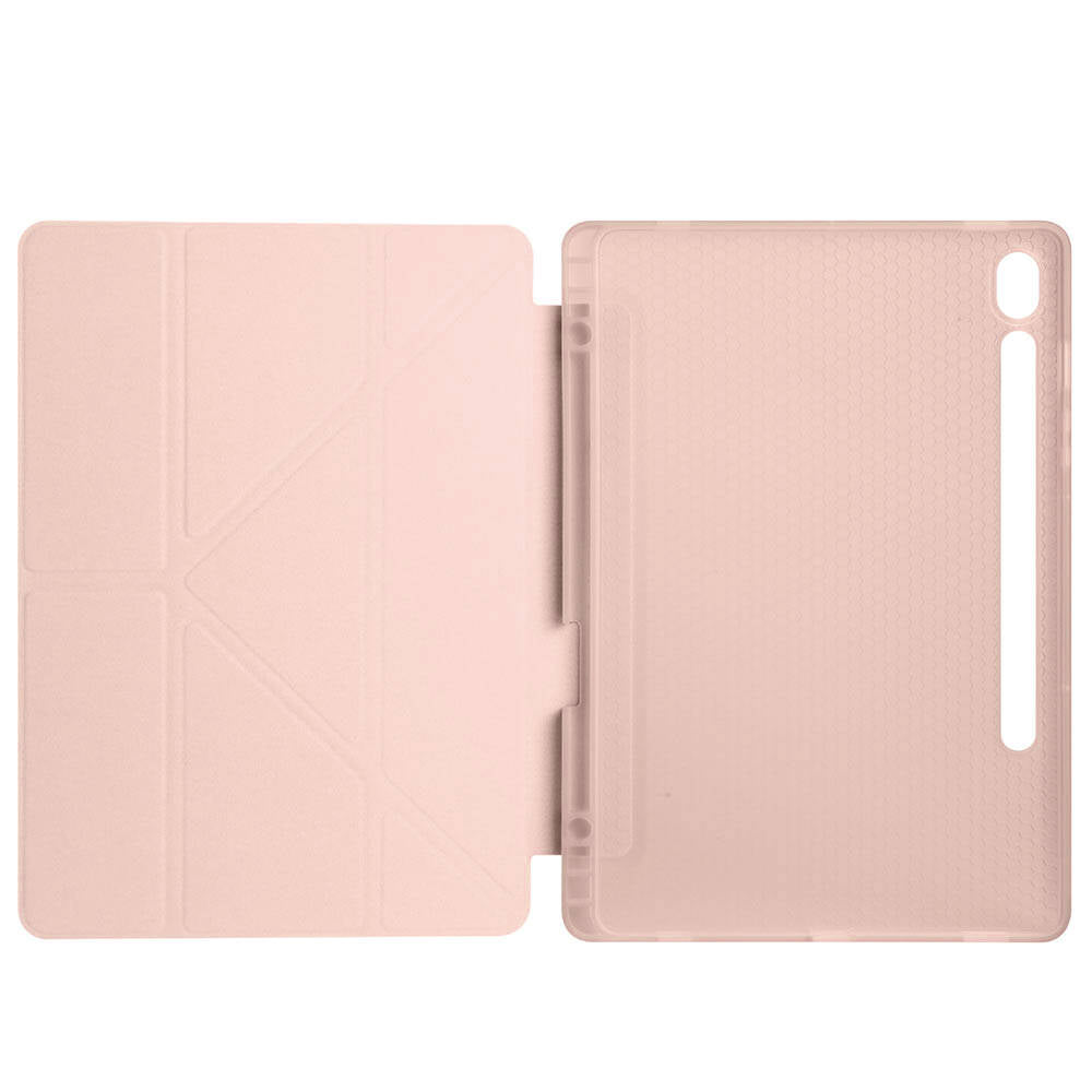 Galaxy Tab S9 Kılıf Zore Tri Folding Kalem Bölmeli Standlı Kılıf Mavi