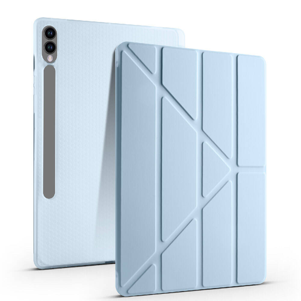 Galaxy Tab S9 Plus Kılıf Zore Tri Folding Kalem Bölmeli Standlı Kılıf Mor