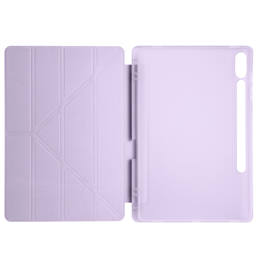 Galaxy Tab S9 Plus Kılıf Zore Tri Folding Kalem Bölmeli Standlı Kılıf Mavi