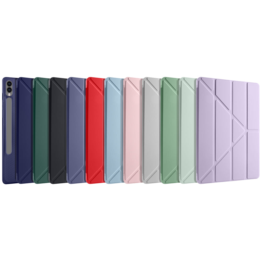 Galaxy Tab S9 Plus Kılıf Zore Tri Folding Kalem Bölmeli Standlı Kılıf Koyu Yeşil