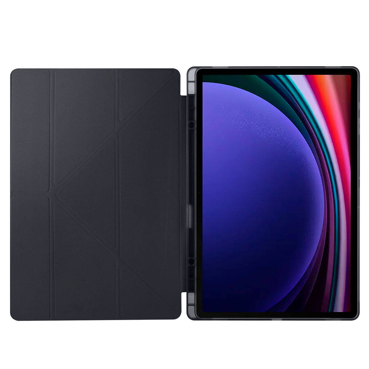 Galaxy Tab S9 Ultra Kılıf Zore Tri Folding Kalem Bölmeli Standlı Kılıf Mavi