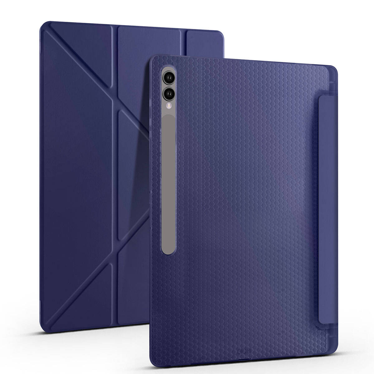Galaxy Tab S9 Ultra Kılıf Zore Tri Folding Kalem Bölmeli Standlı Kılıf Mavi