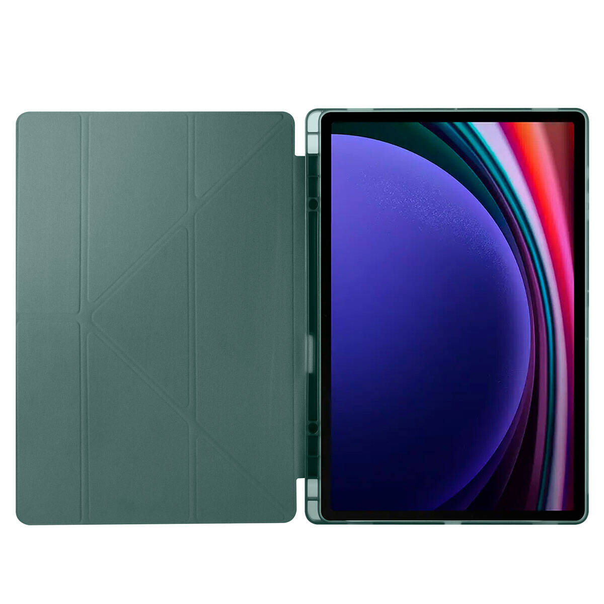 Galaxy Tab S9 Ultra Kılıf Zore Tri Folding Kalem Bölmeli Standlı Kılıf Mor