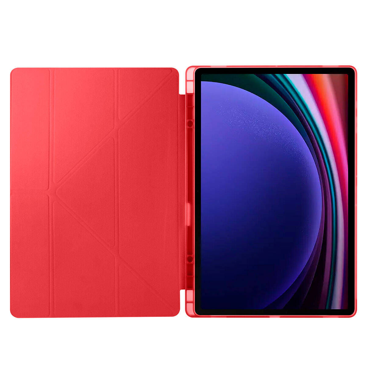 Galaxy Tab S9 Ultra Kılıf Zore Tri Folding Kalem Bölmeli Standlı Kılıf Lacivert