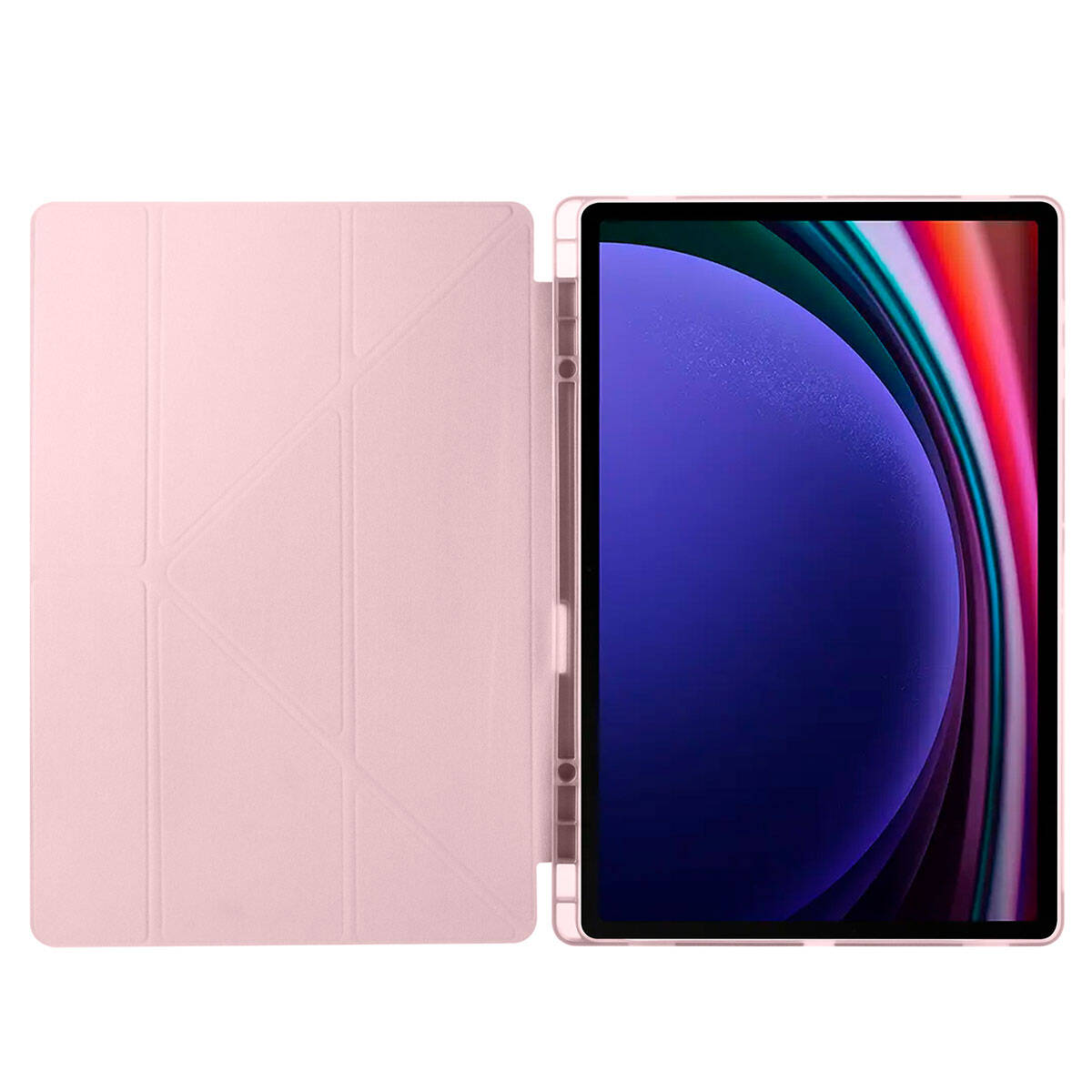 Galaxy Tab S9 Ultra Kılıf Zore Tri Folding Kalem Bölmeli Standlı Kılıf Mor