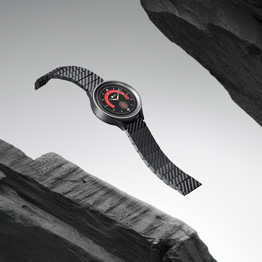 Galaxy Watch 5 40mm Karbon Fiber Pitaka Modern Serisi Black-Grey Twill Kordon Siyah-Gri