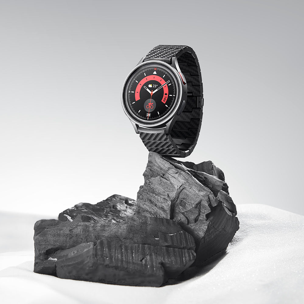 Galaxy Watch 7 44mm Karbon Fiber Pitaka Modern Serisi Black-Grey Twill Kordon Siyah-Gri