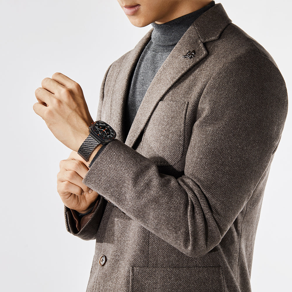 Galaxy Watch Ultra 47mm Karbon Fiber Pitaka Modern Serisi Black-Grey Twill Kordon Siyah-Gri