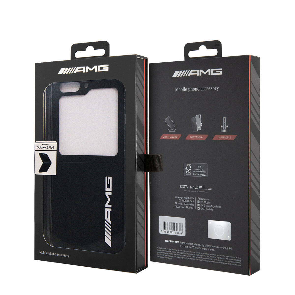 Galaxy Z Flip 5 Kılıf AMG Magsafe Şarj Özellikli Büyük Logo Dizayn Orjinal Lisanslı Kapak Siyah