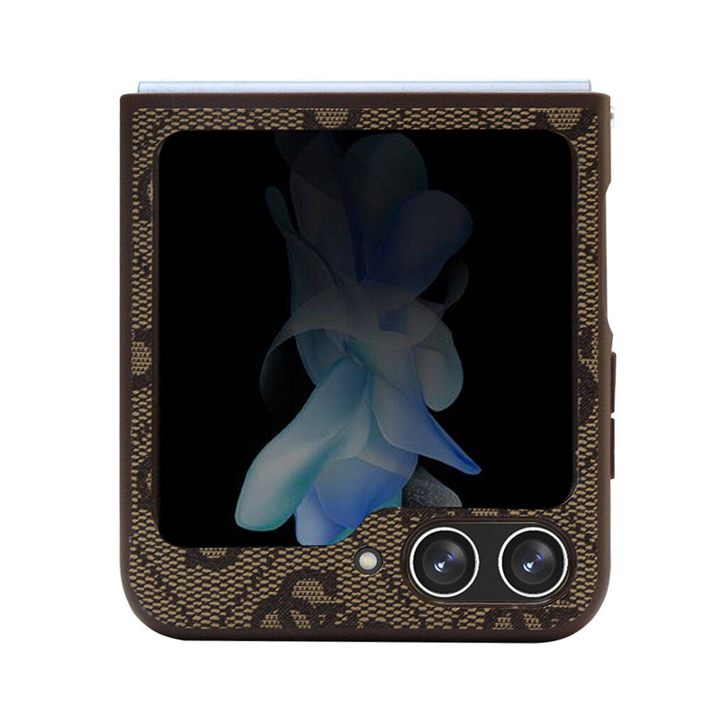 Galaxy Z Flip 5 Kılıf Guess Orjinal Lisanslı PU Deri Taşlı Üçgen Logo 4G Desenli Strass Kapak Siyah