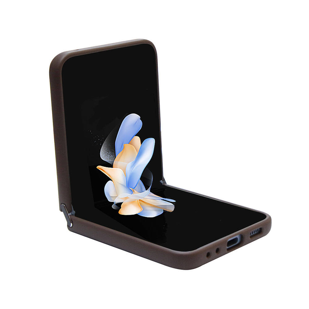 Galaxy Z Flip 5 Kılıf Guess Orjinal Lisanslı PU Deri Taşlı Üçgen Logo 4G Desenli Strass Kapak Pembe