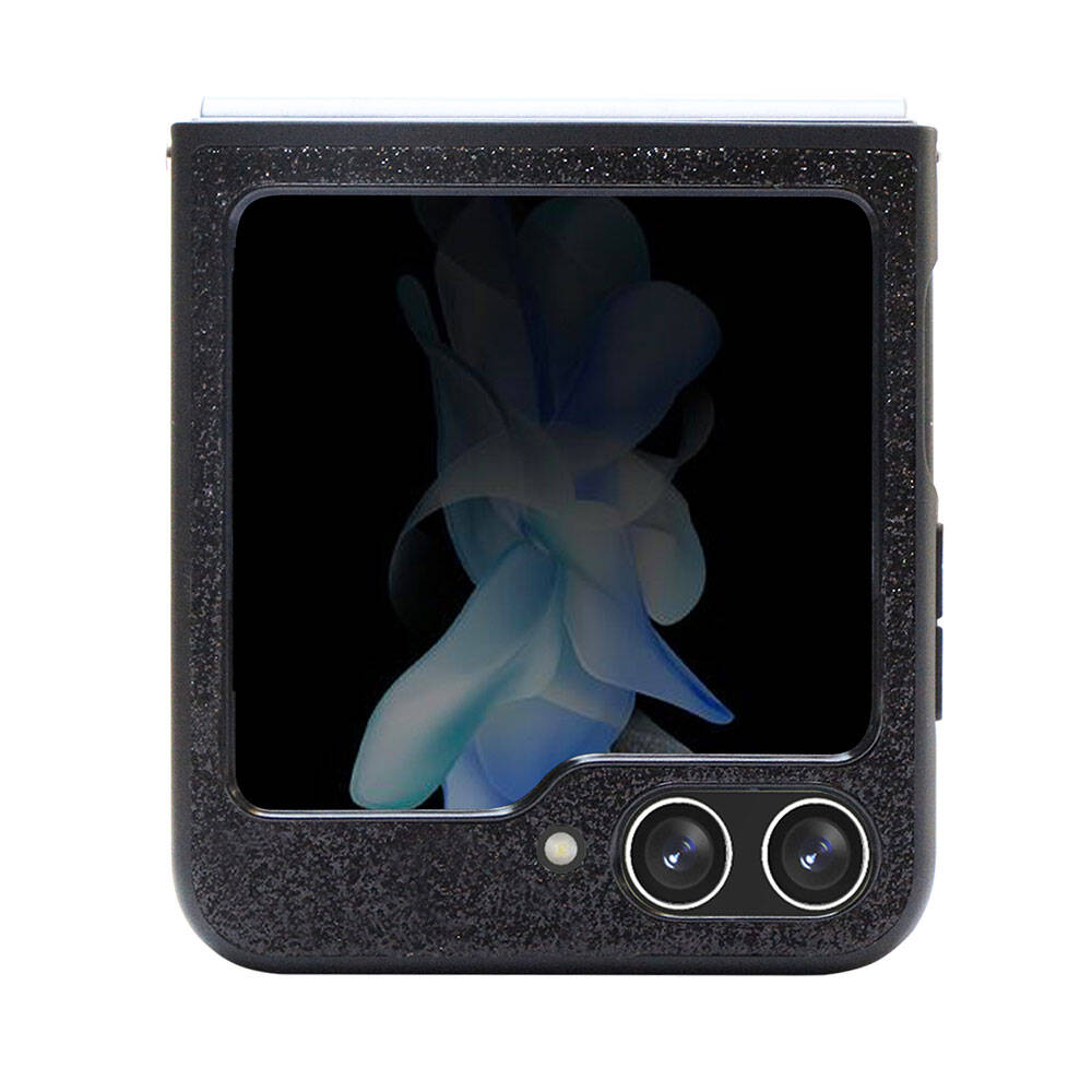 Galaxy Z Flip 5 Kılıf Guess Orjinal Lisanslı Yazı Logolu Glitter Script Kapak Siyah