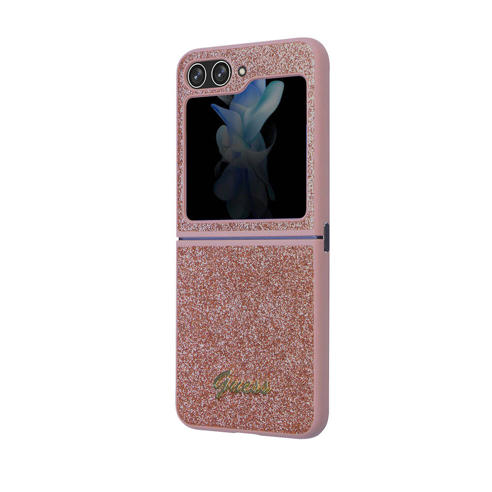 Galaxy Z Flip 5 Kılıf Guess Orjinal Lisanslı Yazı Logolu Glitter Script Kapak Siyah