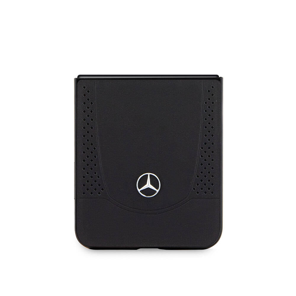 Galaxy Z Flip 5 Kılıf Mercedes Benz Orjinal Lisanslı Metal Yıldız Logolu Urban Deri Kapak Siyah