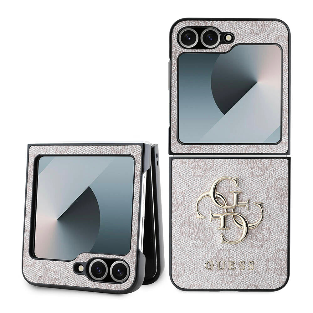 Galaxy Z Flip 6 Kılıf Guess Orjinal Lisanslı Leather Metal Logo Kapak Kahverengi