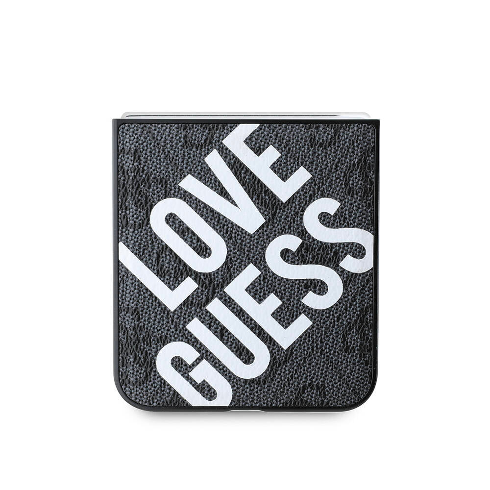 Galaxy Z Flip 6 Kılıf Guess Orjinal Lisanslı Magsafe Şarj Özellikli Love Guess Printing Kapak Siyah
