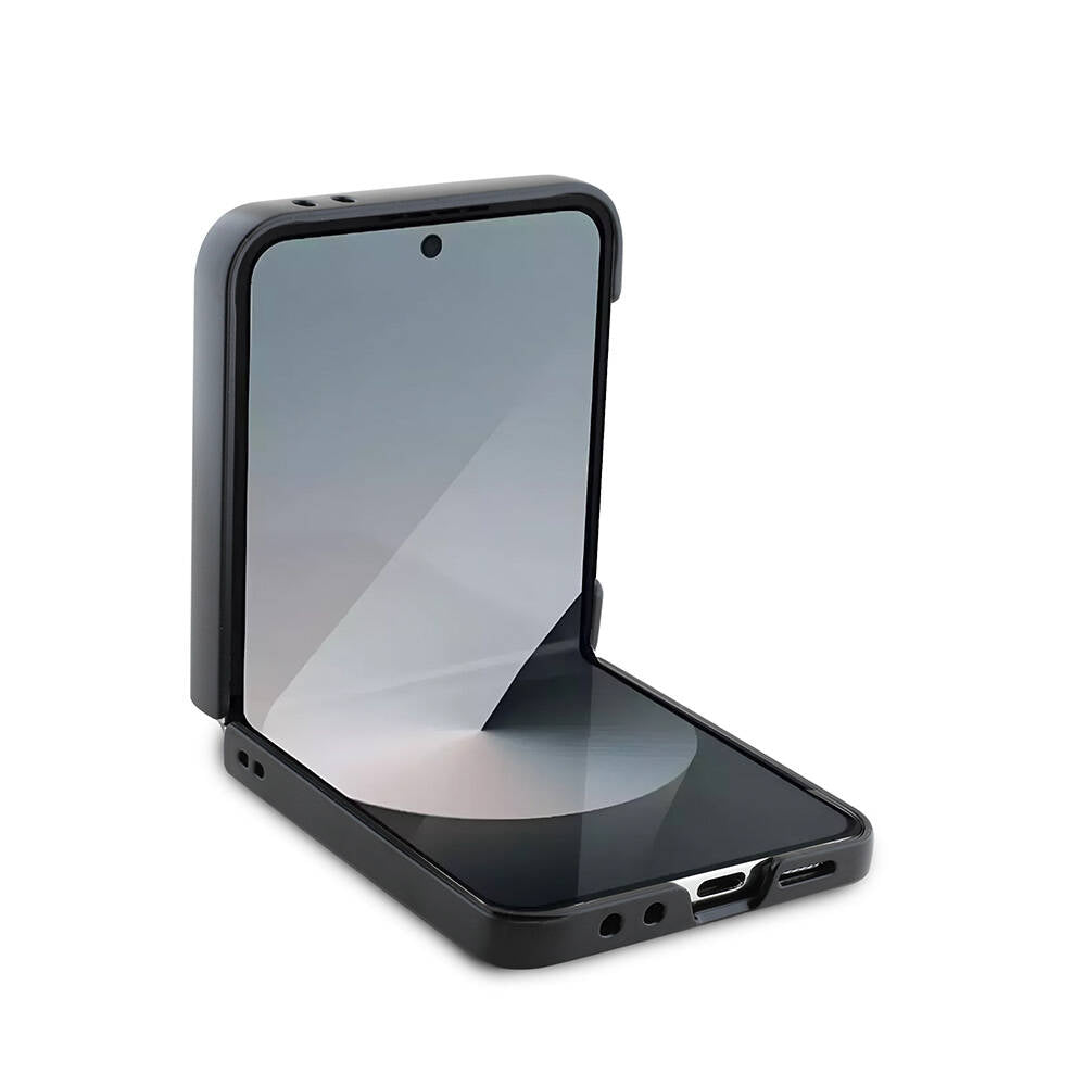 Galaxy Z Flip 6 Kılıf Lacoste Orjinal Lisanslı Magsafe Şarj Özellikli Pike Desenli Arka Yüzey İkonik Timsah Dokuma Logolu Kapak Lacivert