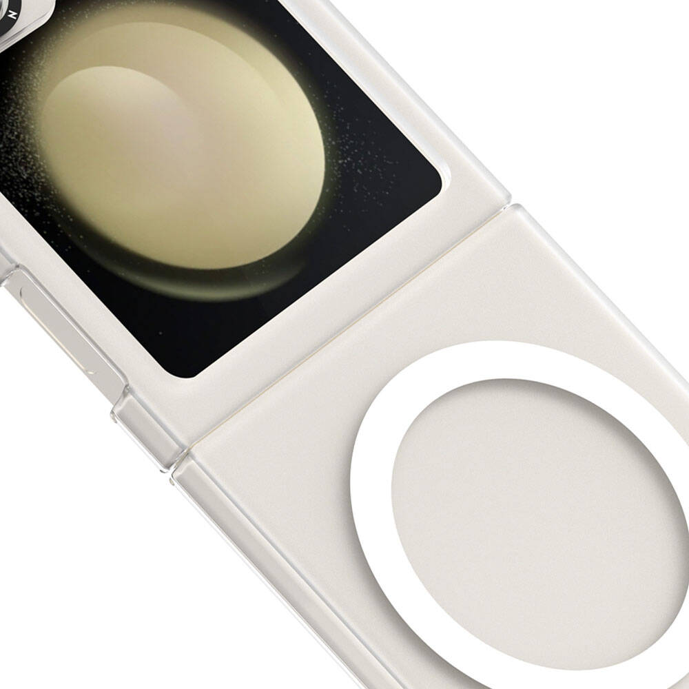 Galaxy Z Flip 6 Kılıf Magsafe Şarj Özellikli Youngkit Hidden Sand Serisi Kapak Beyaz