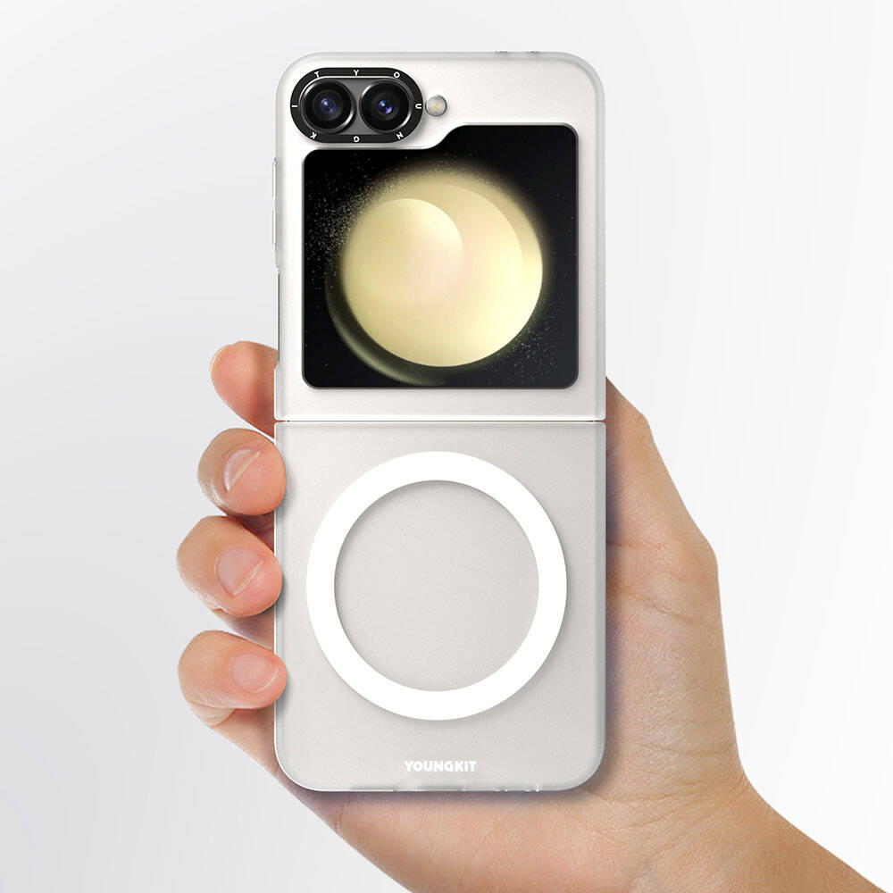 Galaxy Z Flip 6 Kılıf Magsafe Şarj Özellikli Youngkit Hidden Sand Serisi Kapak Siyah