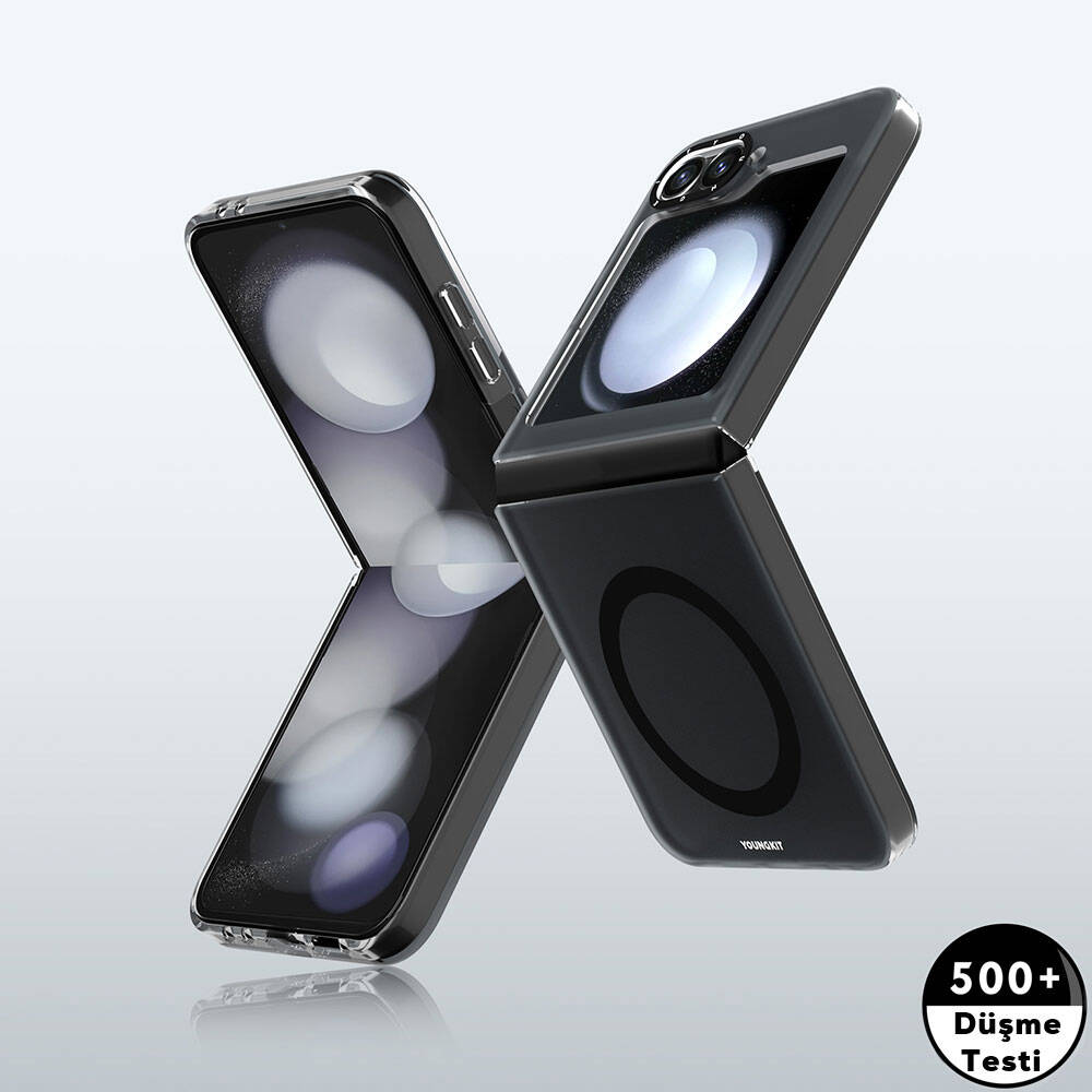 Galaxy Z Flip 6 Kılıf Magsafe Şarj Özellikli Youngkit Hidden Sand Serisi Kapak Beyaz