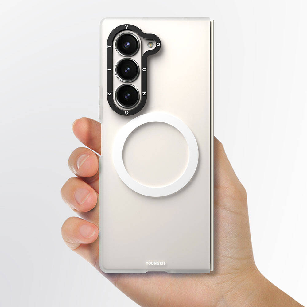 Galaxy Z Fold 6 Kılıf Magsafe Şarj Özellikli Youngkit Hidden Sand Serisi Kapak Siyah