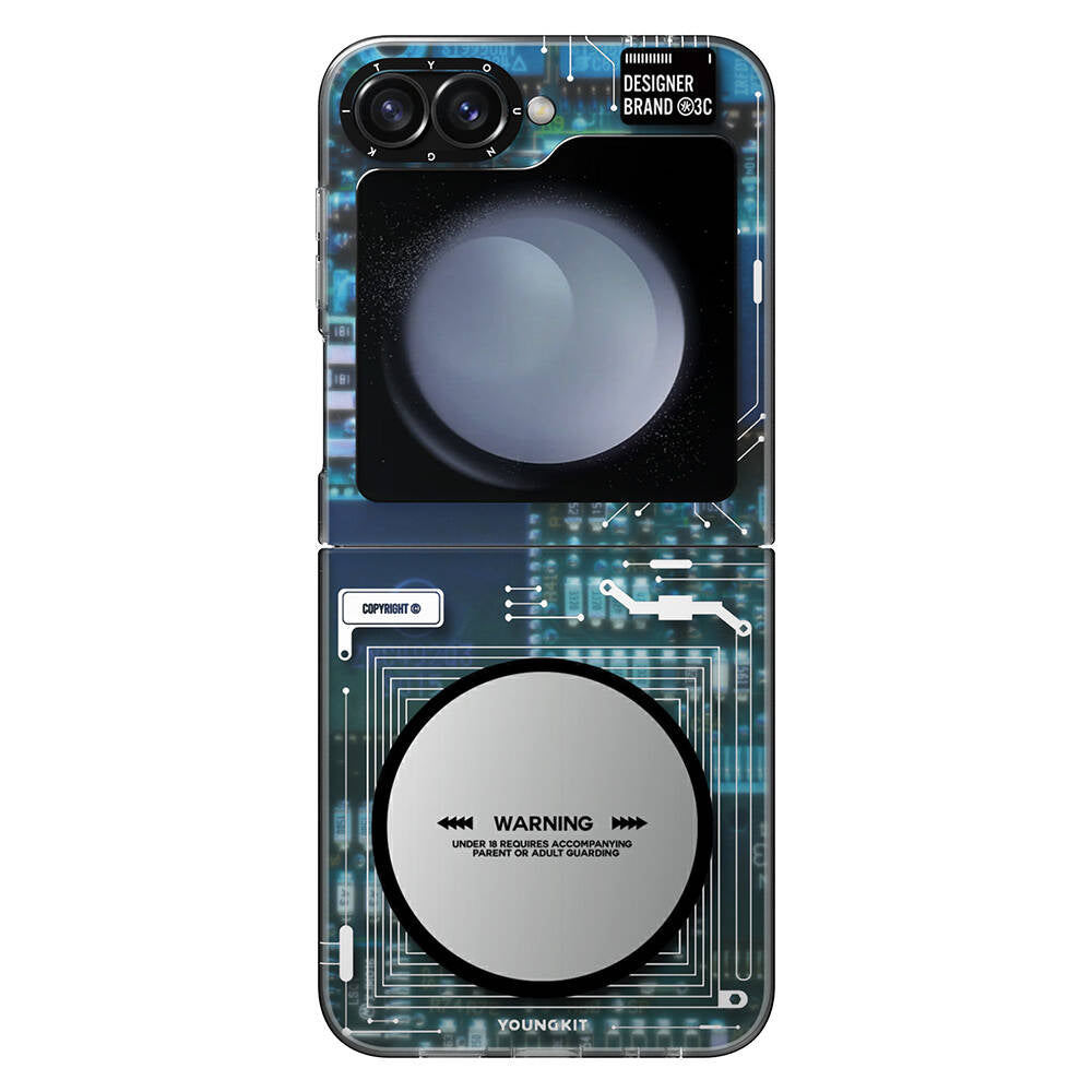 Galaxy Z Flip 6 Kılıf Magsafe Şarj Özellikli Youngkit Technology Serisi Kapak Siyah