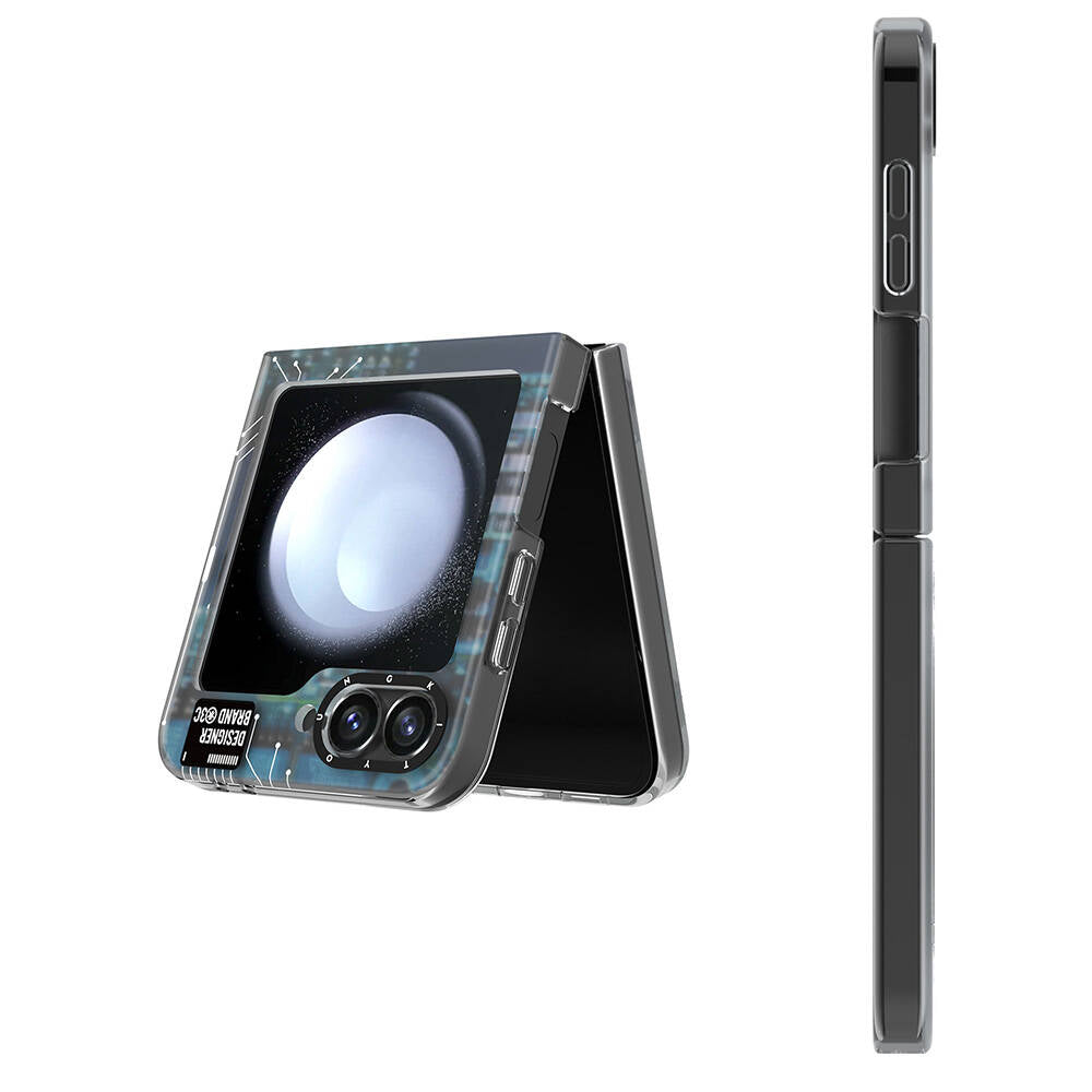 Galaxy Z Flip 6 Kılıf Magsafe Şarj Özellikli Youngkit Technology Serisi Kapak Mavi