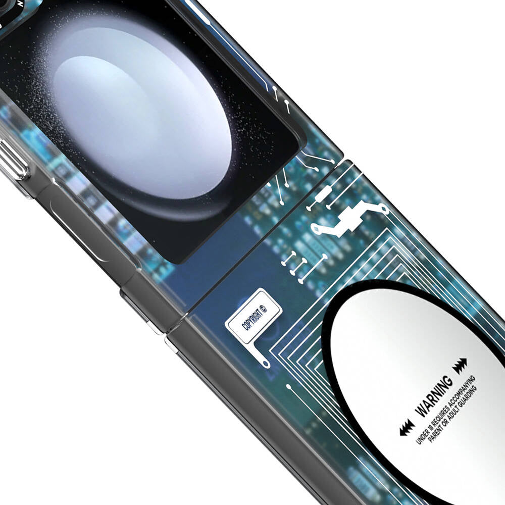 Galaxy Z Flip 6 Kılıf Magsafe Şarj Özellikli Youngkit Technology Serisi Kapak Mavi