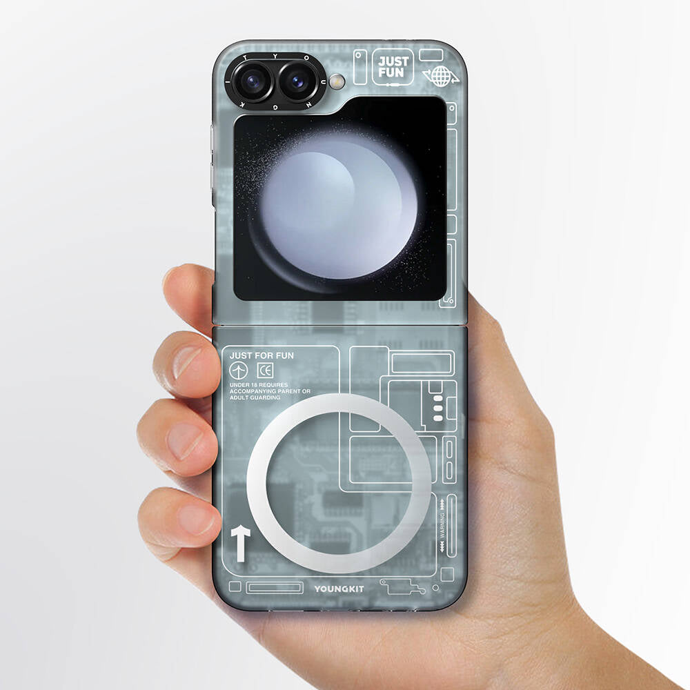 Galaxy Z Flip 6 Kılıf Magsafe Şarj Özellikli Youngkit Technology Serisi Kapak Siyah