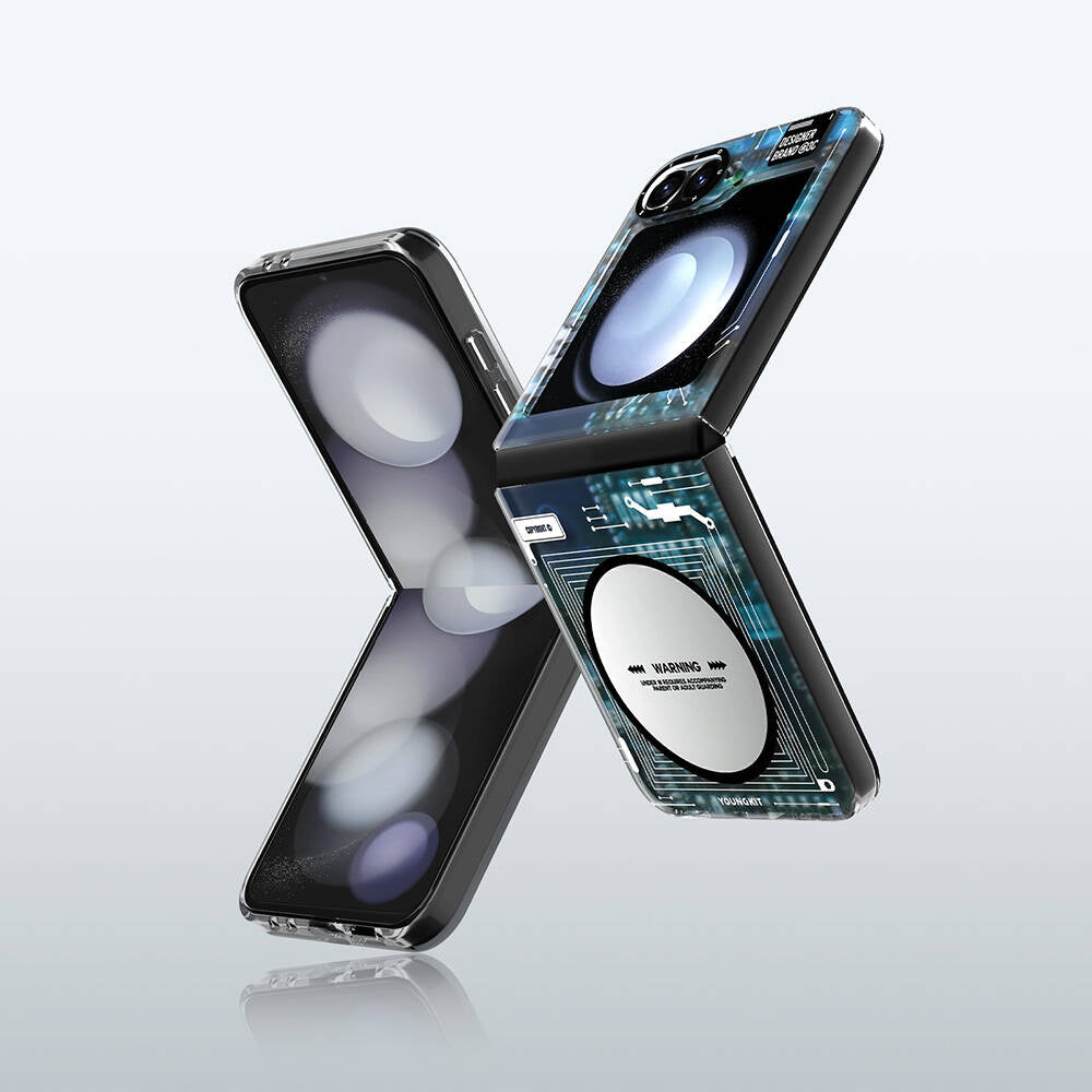 Galaxy Z Flip 6 Kılıf Magsafe Şarj Özellikli Youngkit Technology Serisi Kapak Siyah